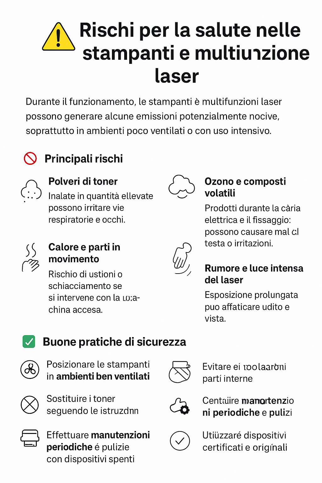Rischi per la salute derivanti da uso di stampanti con microtoner: da S.I.A. sas Foligno