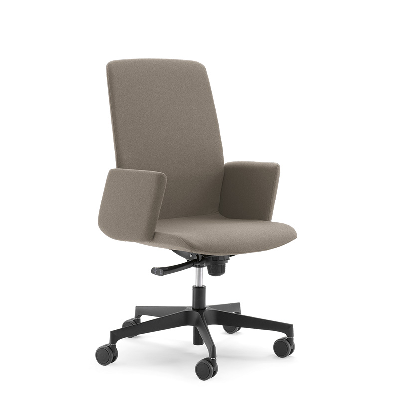 Collezione di sedute direzionali disponibile in tre versioni di altezza e due varianti di braccioli, dal design raffinato ed elegante, caratterizzato da una particolare cura nei processi sartoriali e da innovative soluzioni tecniche adottate, quali, ad esempio, la totale assenza di sistemi di fissaggio a vista.